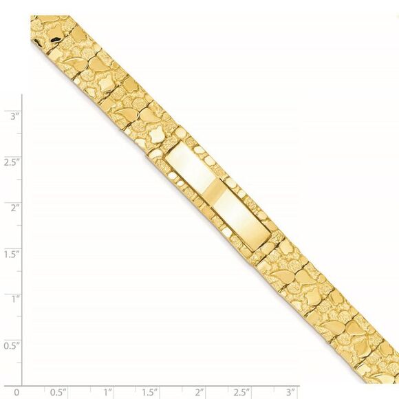 Men's 14k Yellow Gold 12mm Nugget I.D. Bracelet - 8 Inch - Picture 4 of 5